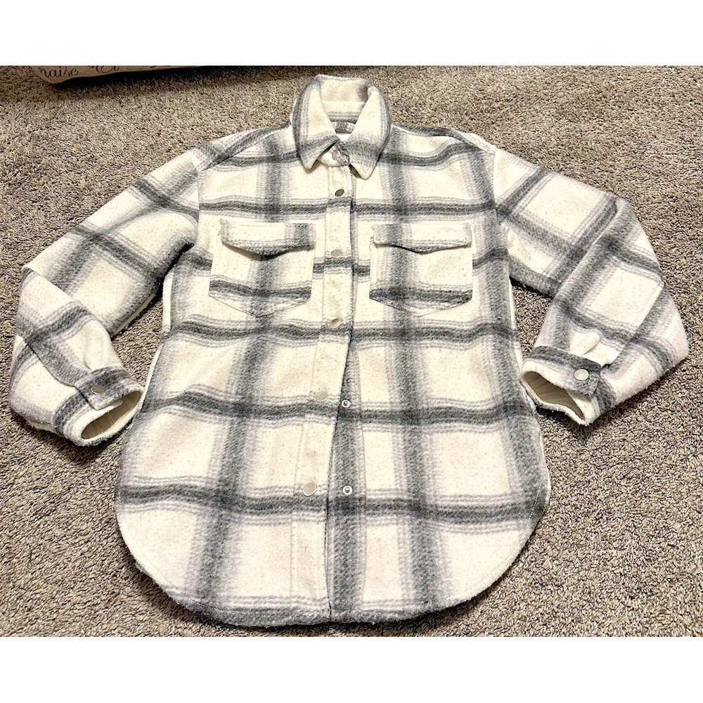 Abercrombie & Fitch Plaid Wool Blend Shirt Jacket Womens XS